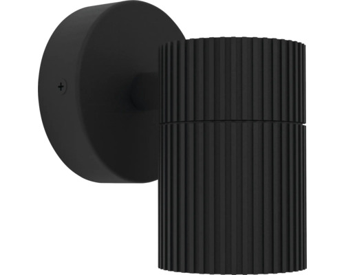 Svart vägglampa med ribbad lampskärm