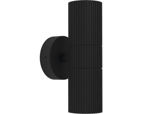 Svart vägglampa med räfflad yta