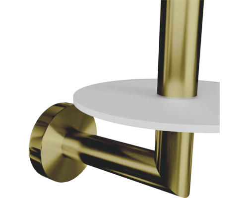 Toalettpappershållare av metall med hylla