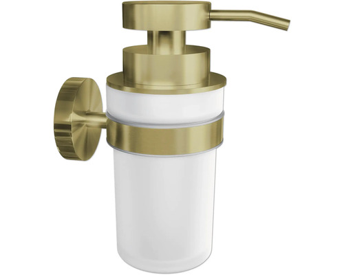 Vägghängd tvålpump i metall och glas