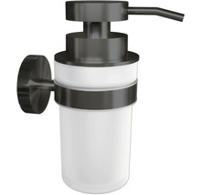 Vägghängd tvålpump av metall och glas