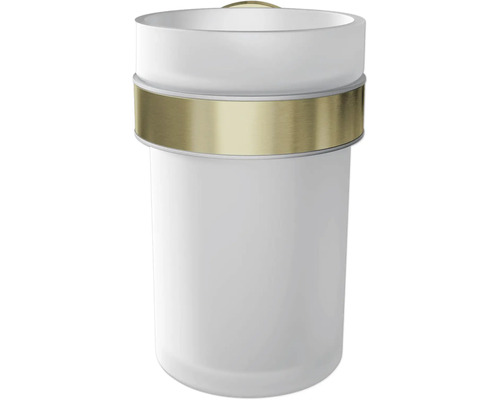 Tandborstmugg i glas och metall