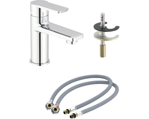 Tvättställsblandare med fästmaterial och flexibla anslutningsslangar