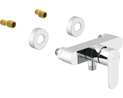 Utanpåliggande duschblandare med rosetter och S-anslutningar