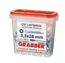Grabber LTX skruvar 3,3x28 mm i transparent låda med rött lock