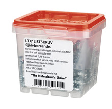 LTX listskruv, självborrande, i transparent låda med rött lock