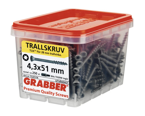 Grabber Trallskruv träskruvar 4,3x51 mm i behållare