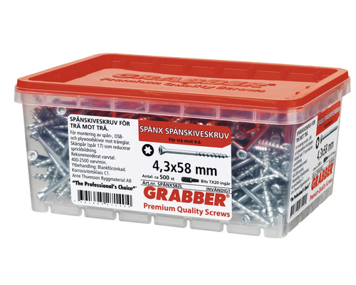 Spånskiveskruvar 4,3x58 mm i behållare