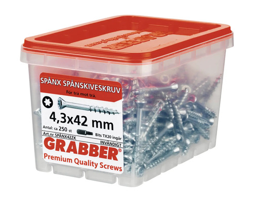 Spånskivskruvar 4,3x42 millimeter i behållare