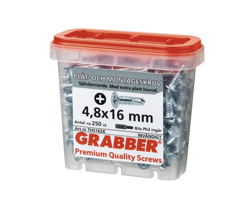 Plåt- och montageskruv 4,8x16 millimeter i plastförpackning