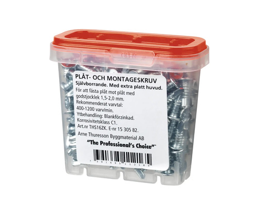 Plåt- och montageskruvar i behållare