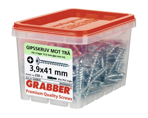 Låda med Grabber gipsskivskruvar 3,9x41 mm för trä