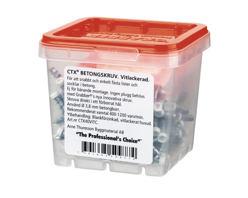 CTX Betongskruv i transparent plastlåda med rött lock