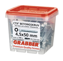 Betongskruvar 4,5x50 mm i transparent behållare med rött lock