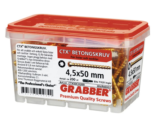 Grabber betongskruvar 4,5x50 mm i behållare