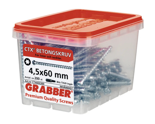 Grabber betongskruvar 4,5x60 mm i behållare