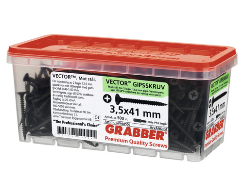 Förpackning Grabber gipsskruv, 3,5 x 41 millimeter