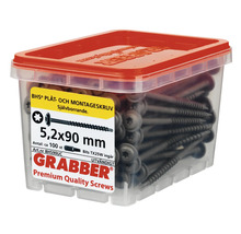Plastlåda med plåt- och monteringsskruvar 5,2x90 mm
