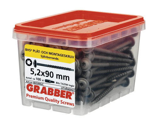 Plastlåda med plåt- och monteringsskruvar 5,2x90 mm