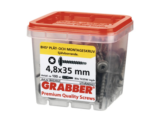Grabber plåt- och montageskruv 4,8x35 mm i plastlåda