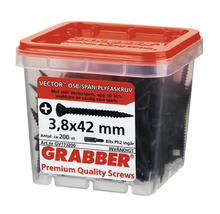 Spånskivskruvar 3,8x42 mm i transparent behållare