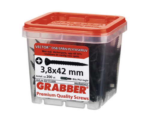 Spånskivskruvar 3,8x42 mm i transparent behållare