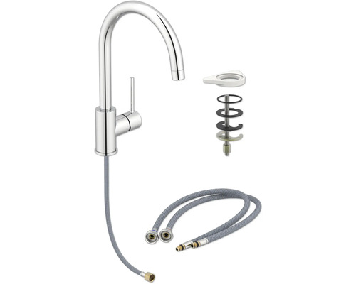 Köksblandare med flexibla anslutningsslangar och fästmaterial