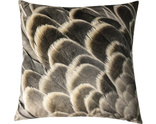 Fyrkantig prydnadskudde med fjäderdesign