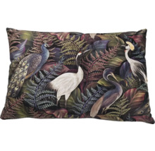 Dekorativ kudde med motiv av påfåglar och tranor