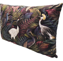 Dekorativ kudde med fågel- och växtmotiv