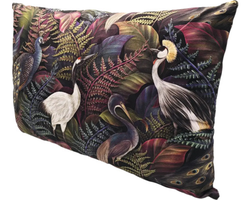 Dekorativ kudde med fågel- och växtmotiv