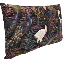 Prydnadskudde med påfågel- och trandmönster