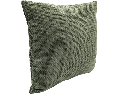 Fyrkantig prydnadskudde med en strukturerad yta.