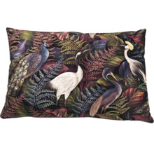 Prydnadskudde med fågel och växtmönster