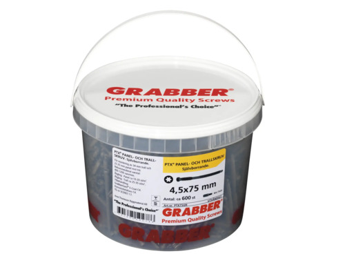 Hink med Grabber Premium kvalitetsskruvar, 4,5x75 millimeter, cirka 600 stycken
