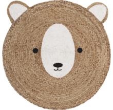 Rund matta med björnansikte av jute
