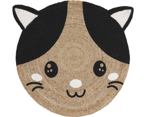 Rund matta med kattansikte motiv