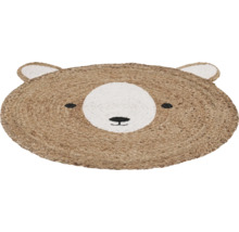 Matta med björnansikte, tillverkad av jute