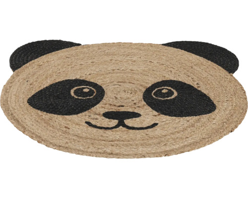 Rund matta i panda design av naturfiber