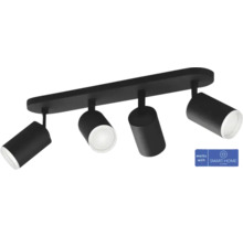 Svart LED-taklampa med fyra lampor och Smart Home-kompatibilitet