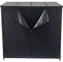 Trädgårdsskåp med dragkedja och öppna dörrar