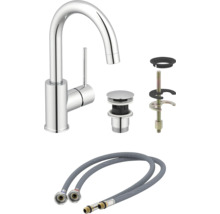 Tvättställsblandare med bottenventil och flexslangar