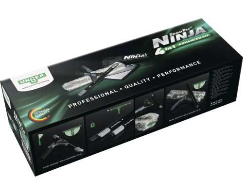 Unger ErgoTec Ninja 4-i-1 rengöringsset i produktförpackning