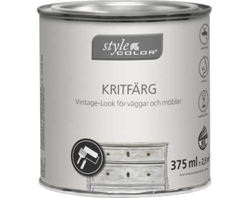 Kritfärg i metallhink för väggar och möbler