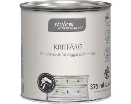 Kritfärg StyleColor white 375ml Färgburk med kritfärg för väggar och möbler i vintagestil