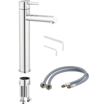 Tvättställsblandare inklusive fästmaterial och flexibla anslutningsslangar