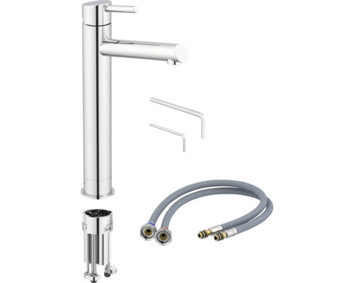 Tvättställsblandare inklusive fästmaterial och flexibla anslutningsslangar