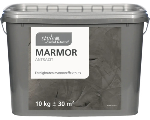 Hink med färdigblandad marmoreffektputs, antracit, 10 kg