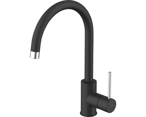 Svart köksblandare med hög pip