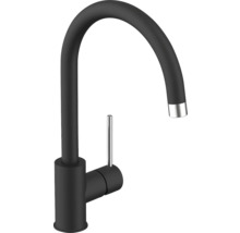 Svart köksblandare med hög pip